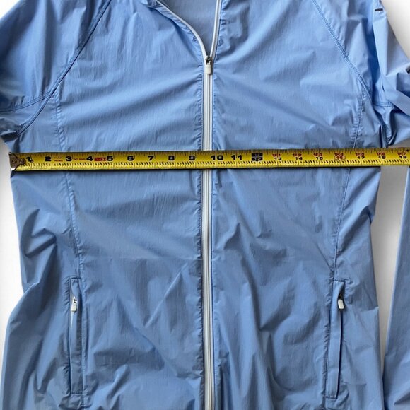 Tory Sport Blue Nylon Packable Performance Jacket Size M Ice Flow - Picture 9 of 16